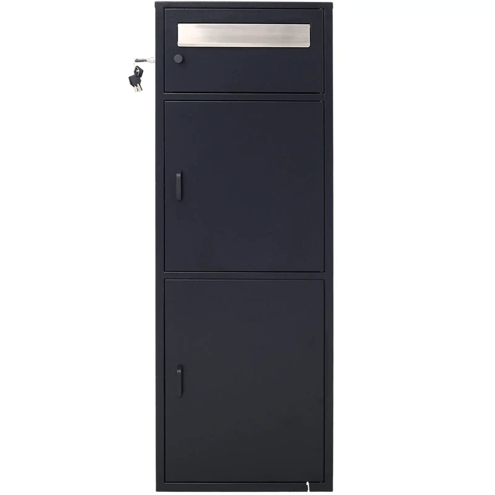 Large Steel Freestanding Floor Parcel Package Drop With Locking Letterbox Drop Mail Box With Multi Compartments - Black by Unique Piece Furniture