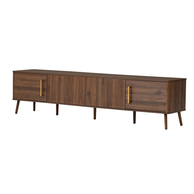 TV Stand For TVs Up To 85" With Fluted Door, Cable Management, Soft-Closing Hinges - Walnut by Unique Piece Furniture