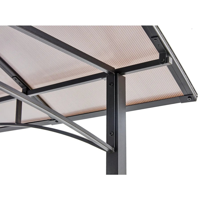 Grill Gazebo 8X5Ft, Outdoor Patio Canopy, Bbq Shelter With Steel Hardtop And Side Shelves - Black by Unique Piece Furniture