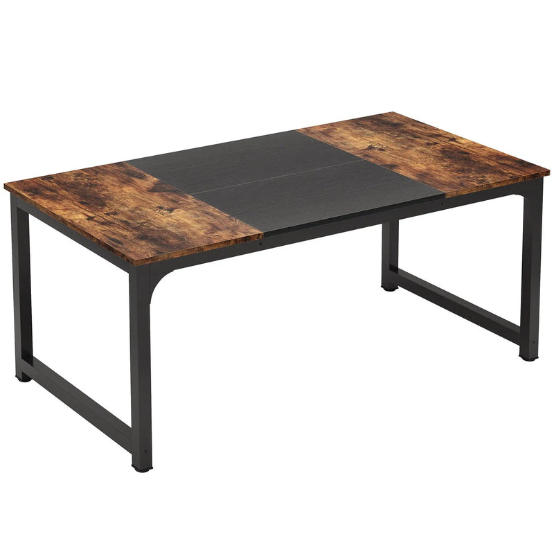 Executive Office Desk, Large Computer Workstation With Thick Frame - Brown / Black