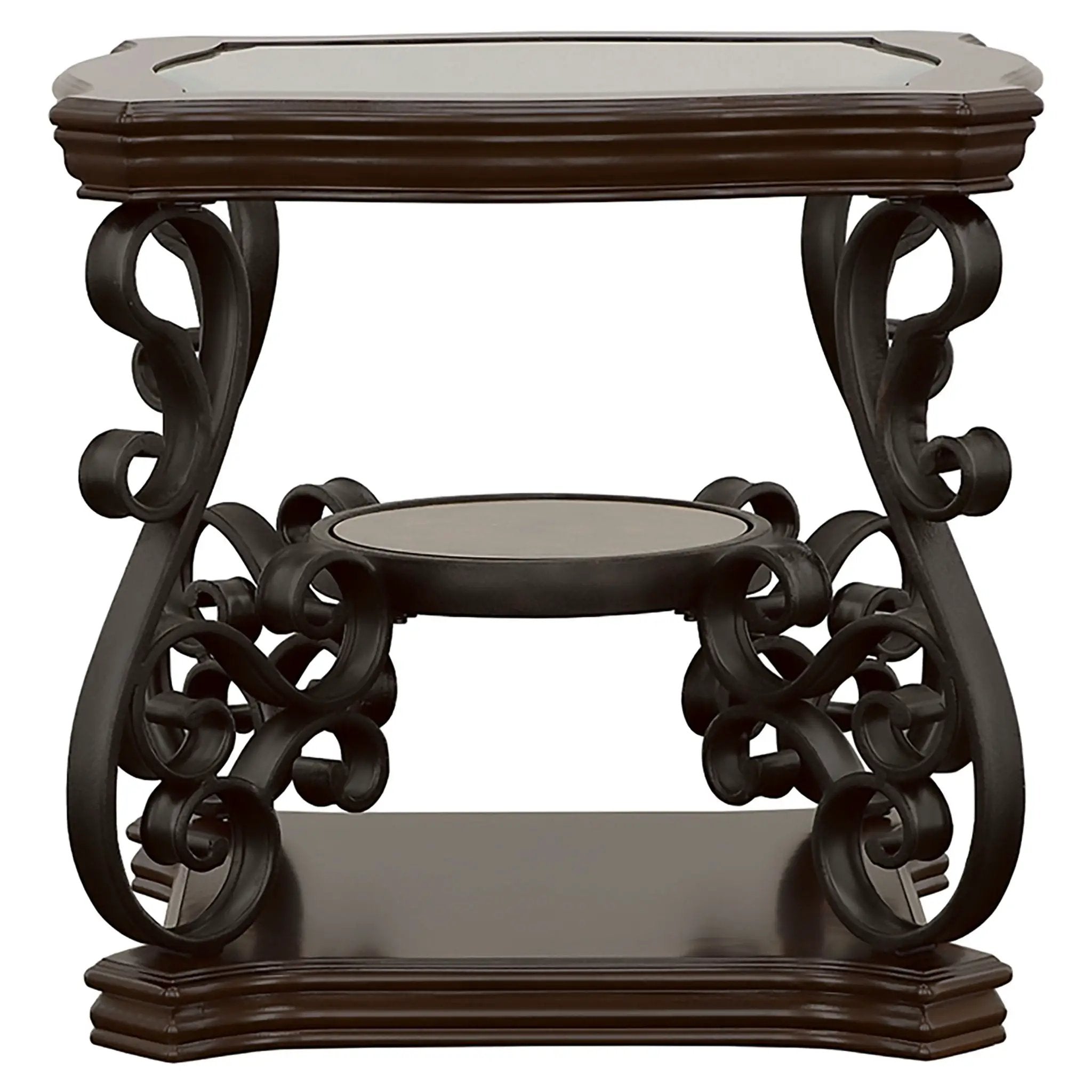 Laney 1-shelf Glass Top Rectangular End Table Deep Merlot by Unique Piece Furniture