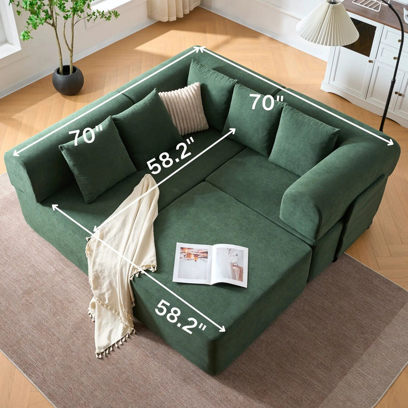 Modular L-Shaped Sectional Sofa With Deep Seat, Movable Chaise & 5 Pillows by HouseOfZazla