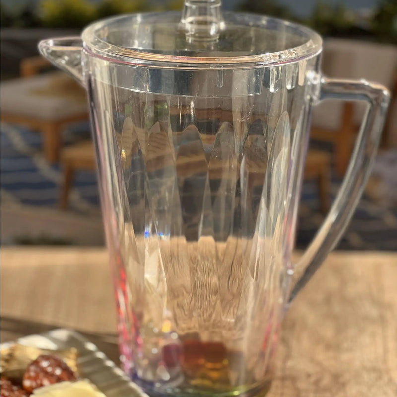 Rainbow Design Unbreakable Plastic Water Pitcher With Lid And Spout, 2.5 Quarts - Clear by HouseOfZazla