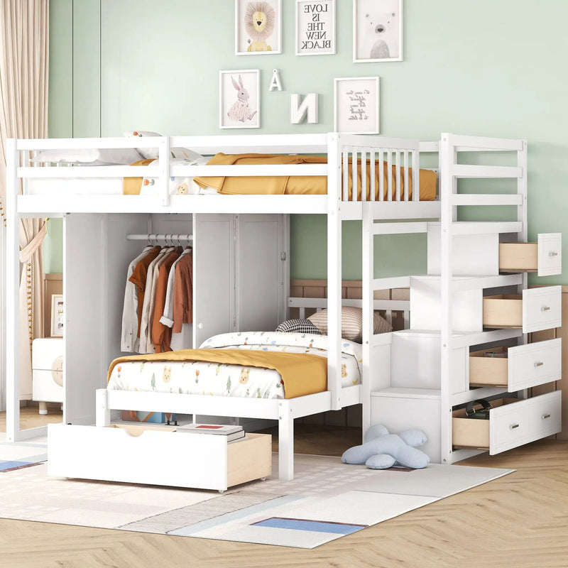 Bunk Bed With Wardrobe, Drawers by Unique Piece Furniture