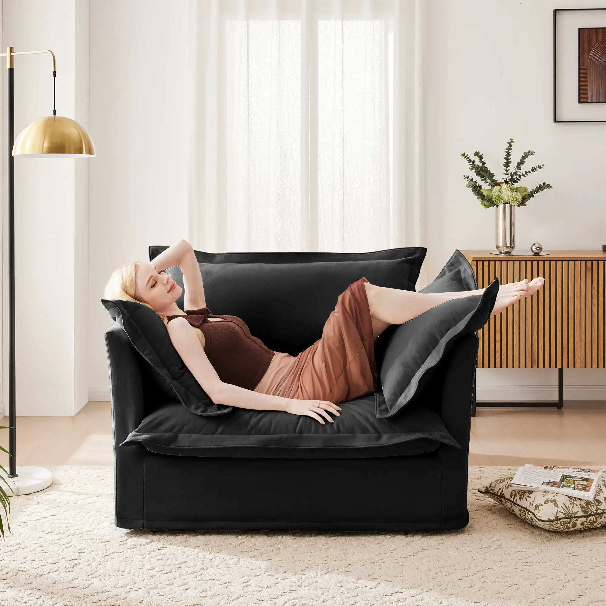 Slip-Covered Armchair with Cushions by HouseOfZazla