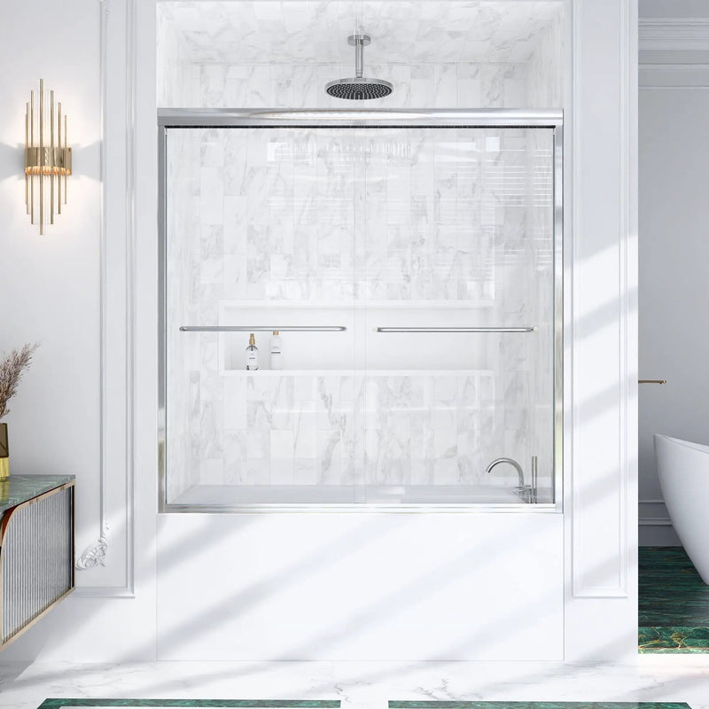 56-60"W x 60"H Semi-Frameless Double Sliding Shower Door by HouseOfZazla