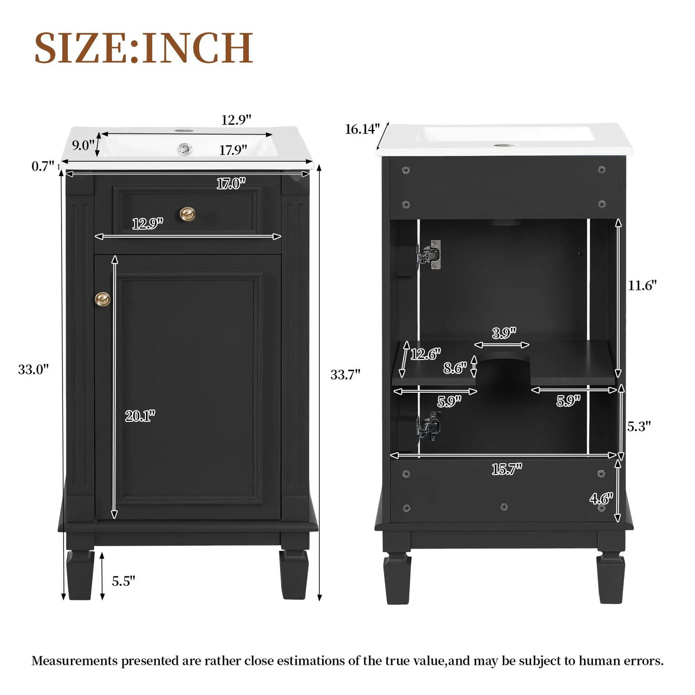 Bathroom Vanity With Sink, Soft-Closing Door, Adjustable Shelf by Unique Piece Furniture
