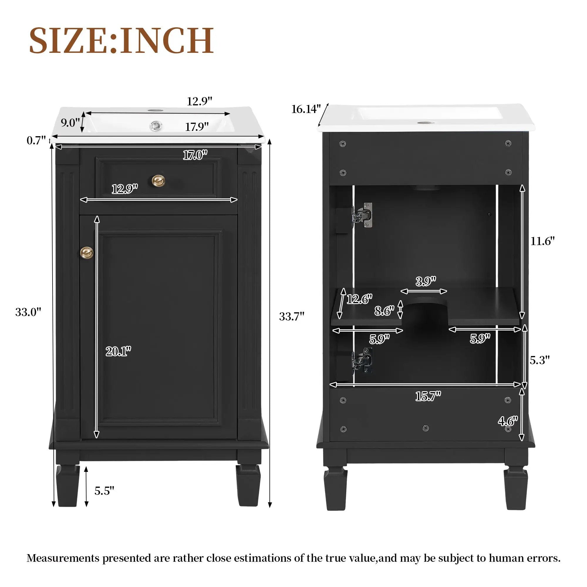 Bathroom Vanity With Sink, Soft-Closing Door, Adjustable Shelf by Unique Piece Furniture