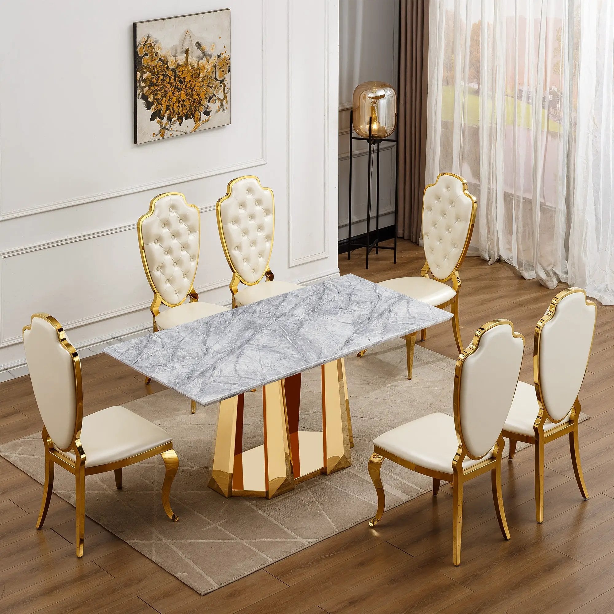 Marble Dining Table for 6 People by HouseOfZazla