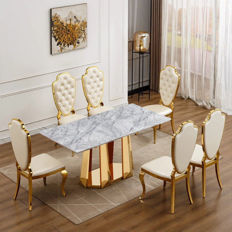 Marble Dining Table for 6 People by HouseOfZazla