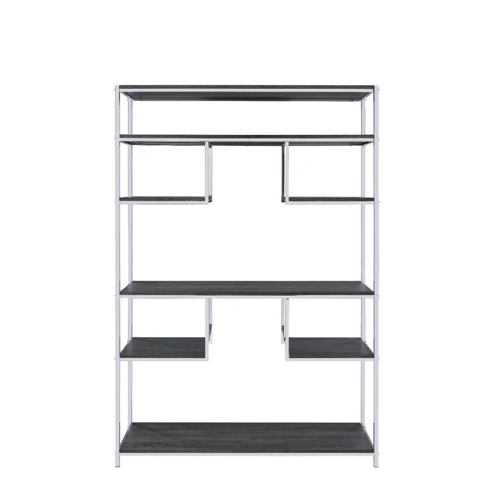 Vonara - Bookshelf - Rustic Gray Oak & Chrome by Unique Piece Furniture