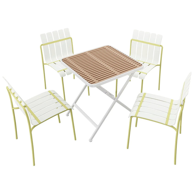 4 Piece Set Of Modern Color Block Designed Single Chairs With Folding Square Table by HouseOfZazla