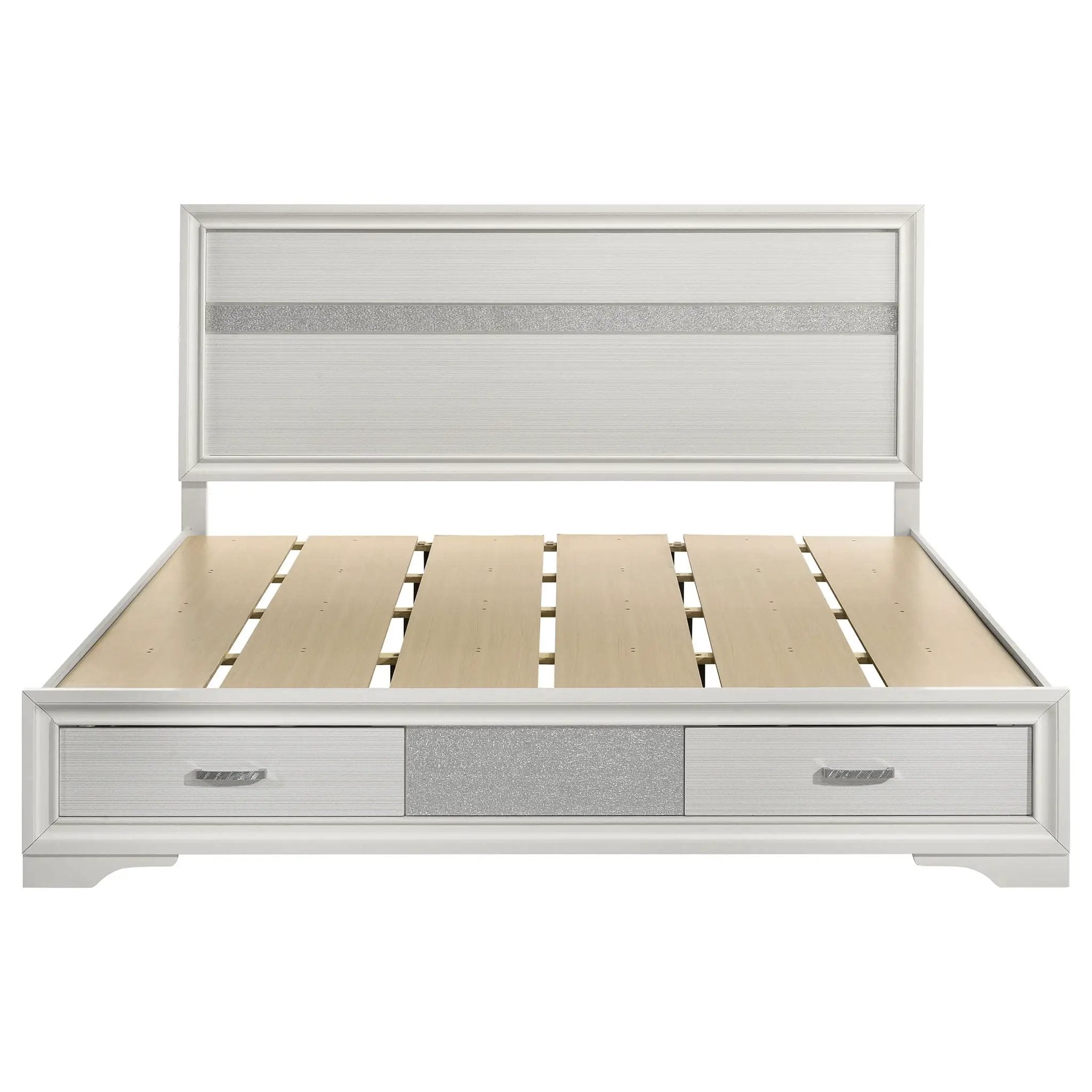 Miranda 51-inch Wood California King Storage Panel Bed White by Unique Piece Furniture