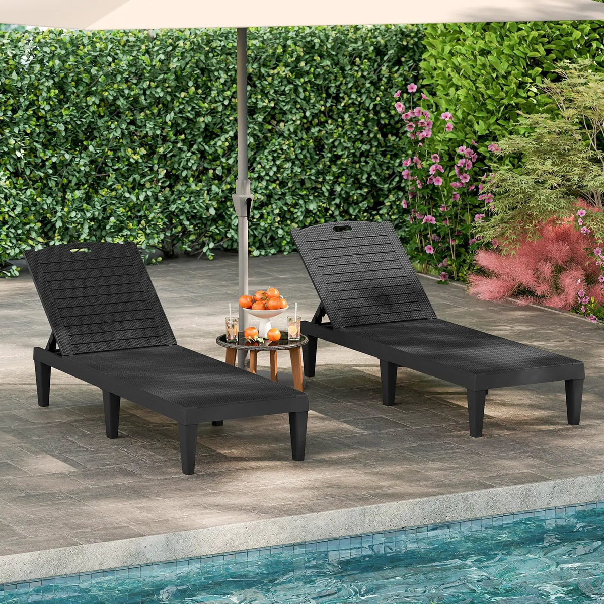 Outdoor PP Chaise Lounge Chairs Set of 2 with 4-Position Adjustable Backrests, photo 4 of 16
