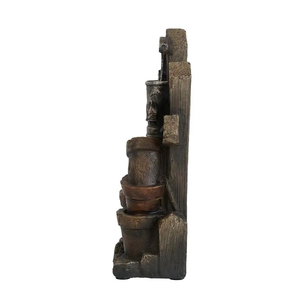 Water Fountain With Antique Water Pump Design And LED Light - Brown / Gray by HouseOfZazla