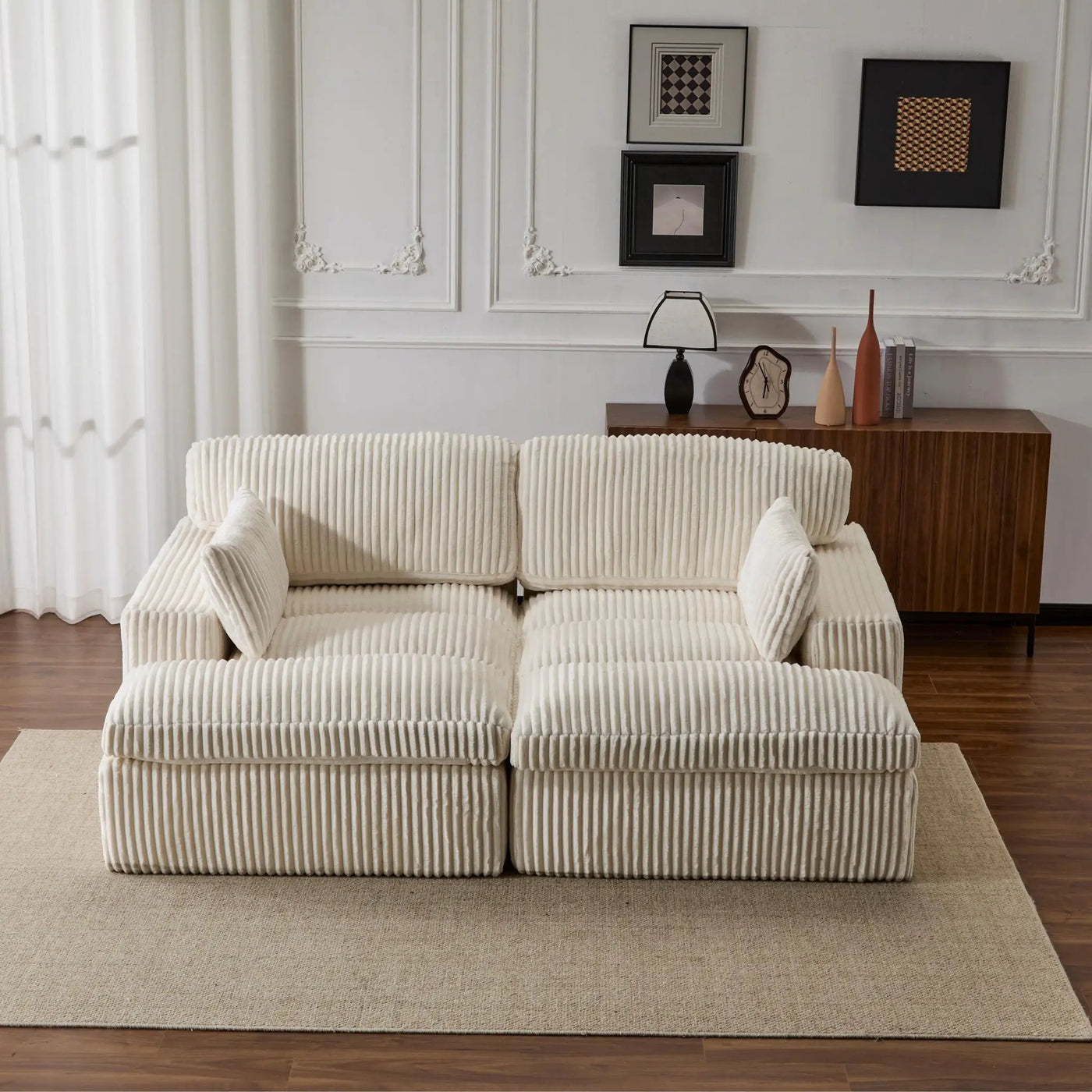 Double Chaise Lounge Chair, Oversized Upholstered Sleeper Cloud Couch by HouseOfZazla