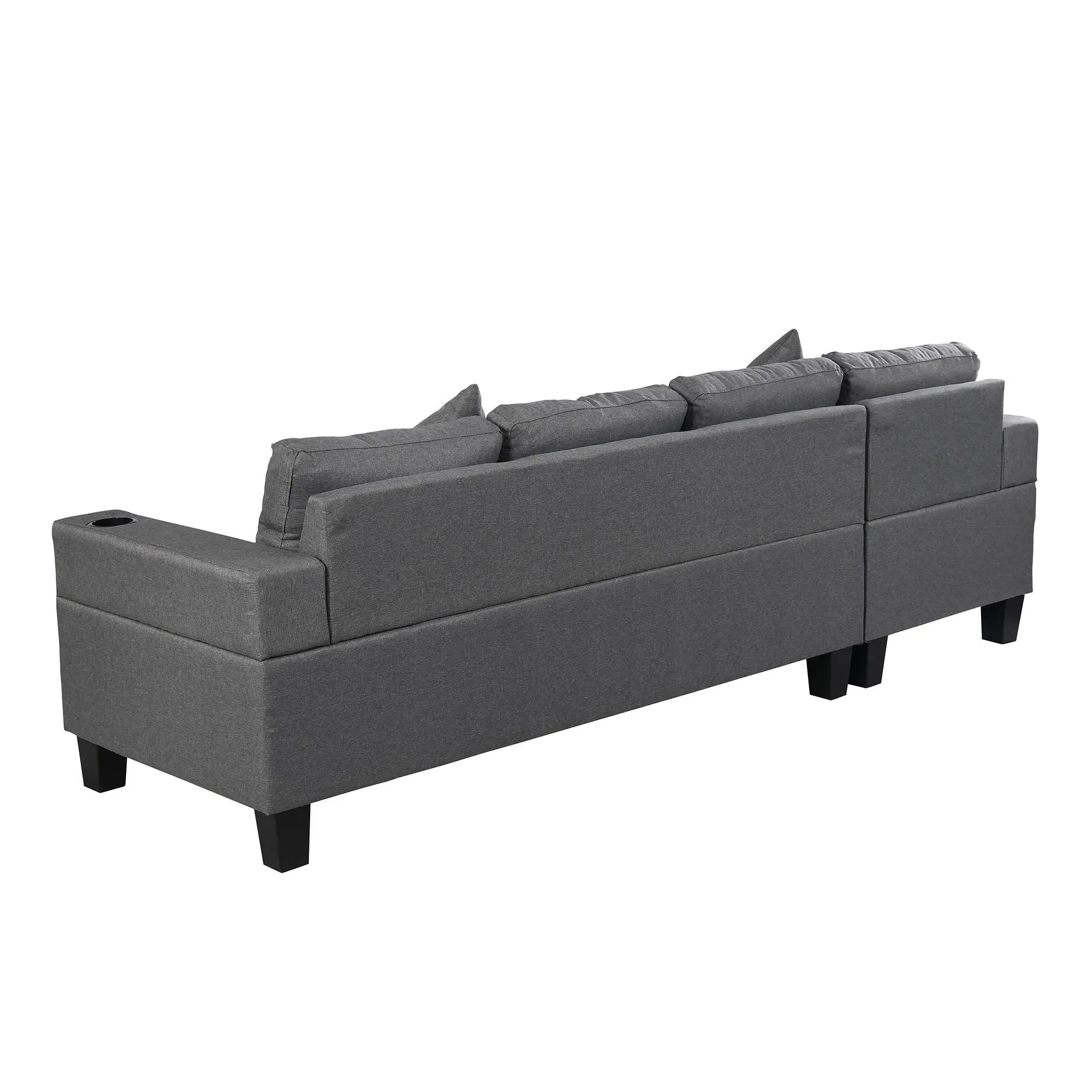Sectional Sofa Set For Living Room With L Shape Chaise Lounge, Cup Holder And Left Or Right Hand Chaise Modern 4 Seat by HouseOfZazla