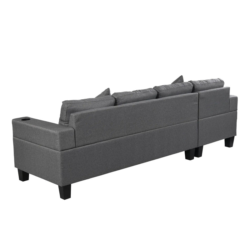 Sectional Sofa Set For Living Room With L Shape Chaise Lounge, Cup Holder And Left Or Right Hand Chaise Modern 4 Seat by HouseOfZazla