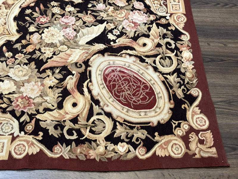 French Aubusson Rug 9x12 - European Design Flatweave Carpet by Jewel Rugs
