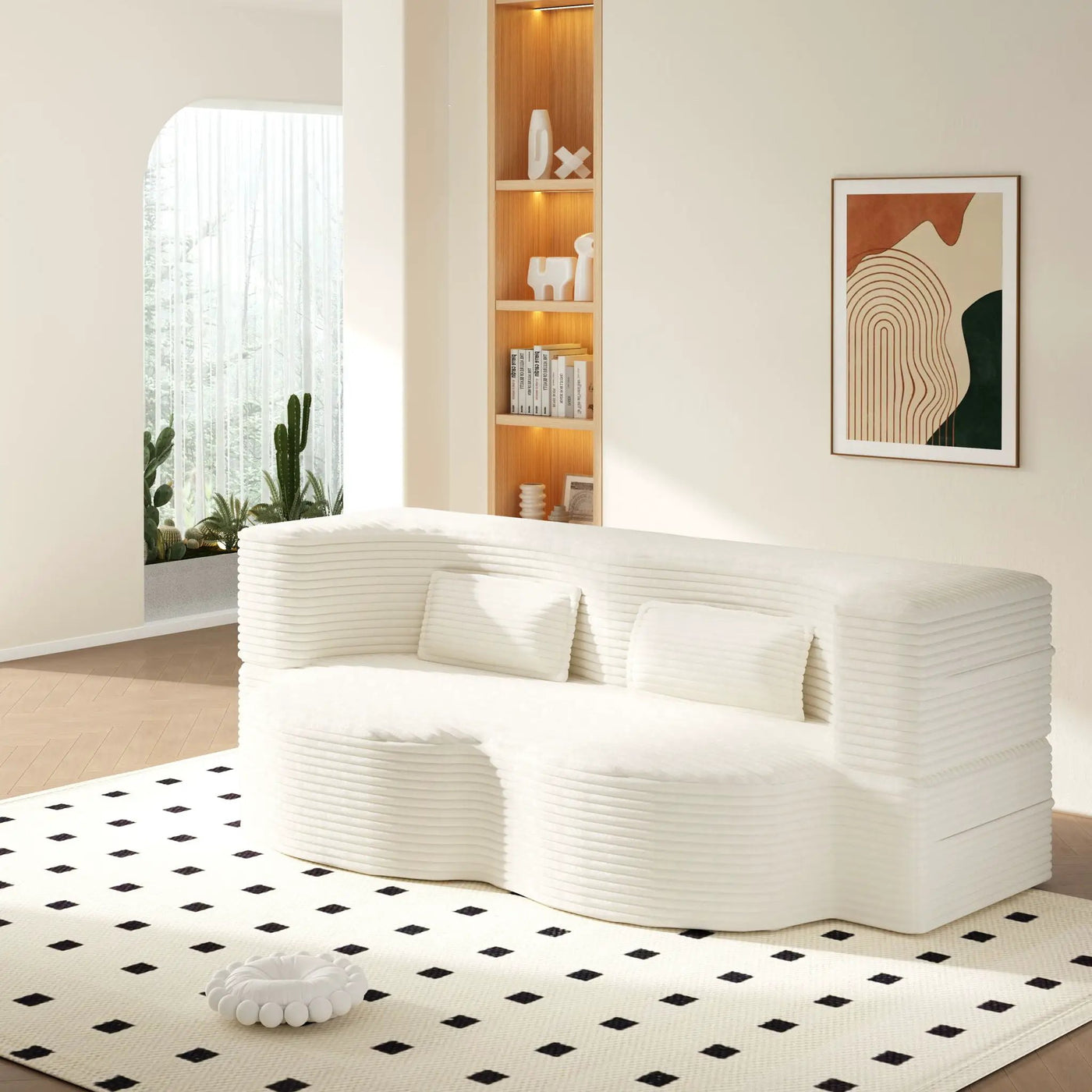 Floor Sofa With 2 Pillows, Convertible Twin Size Mattress For Living Room by HouseOfZazla