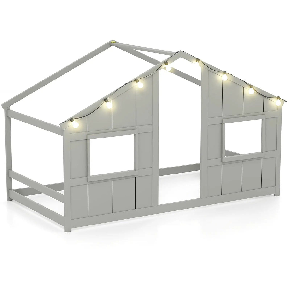 Twin Size House Bed with LED Lights Montessori Slat-free Floor Bed, photo 20 of 24