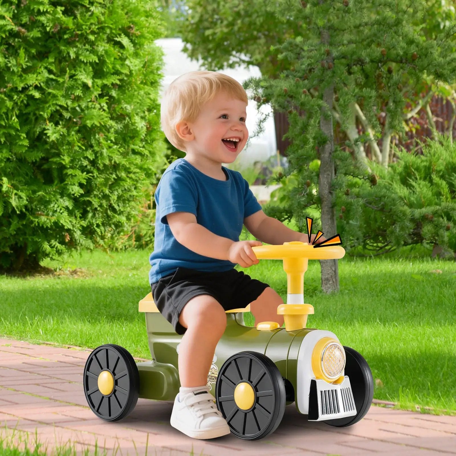 Ride on Toy with Steering Wheel and Train Whistle Sound Button by DirectDeals