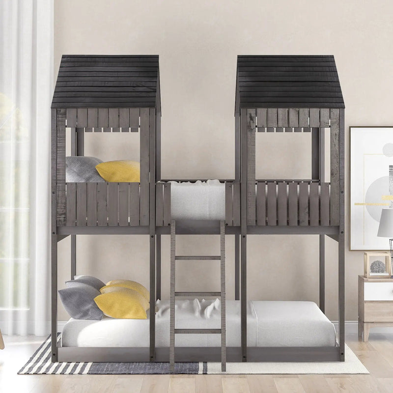 Bunk Bed With Roof, Window, Guardrail, Ladder by HouseOfZazla