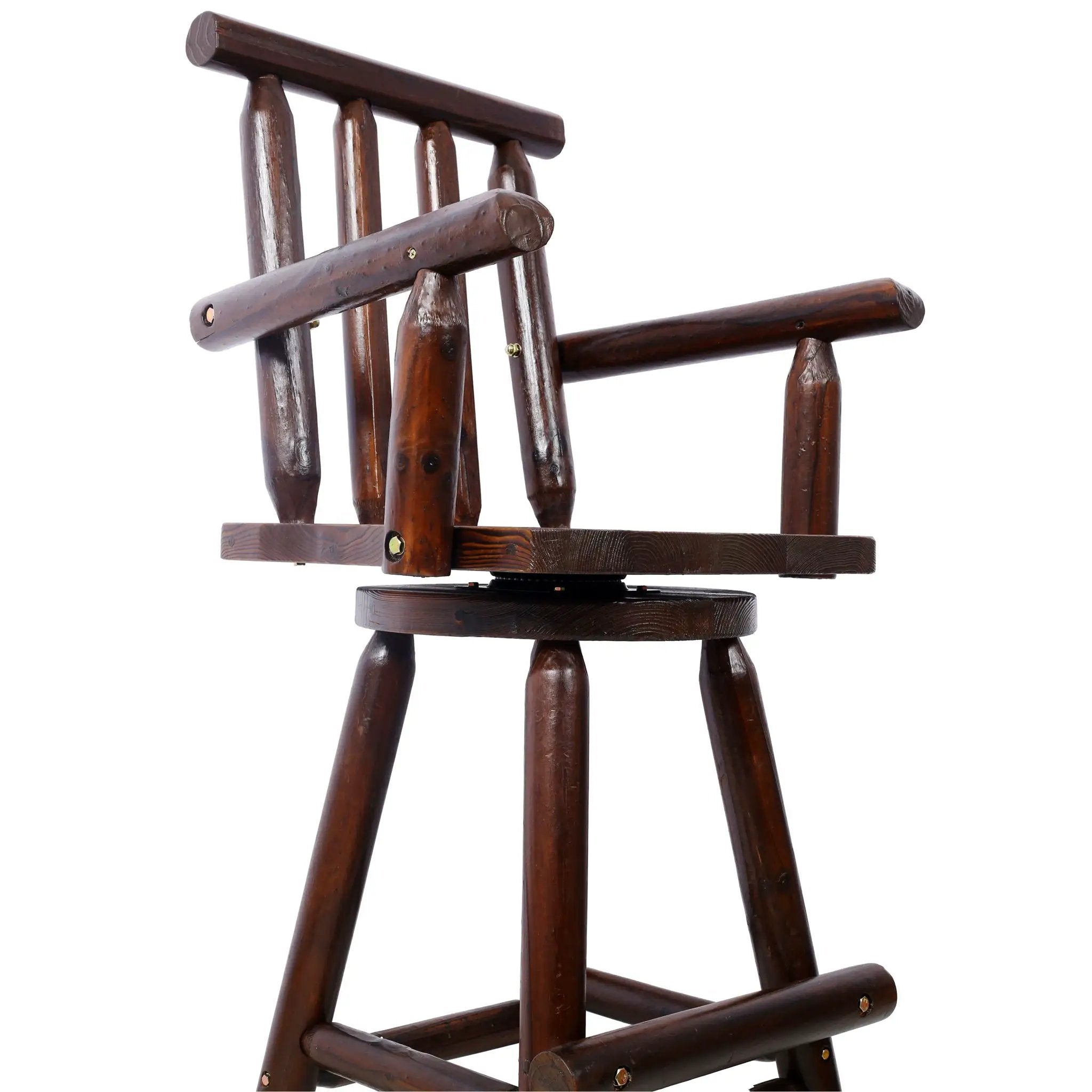 Rustic Bar Stool, Fir Wood Construction, Wide Armrest by Unique Piece Furniture