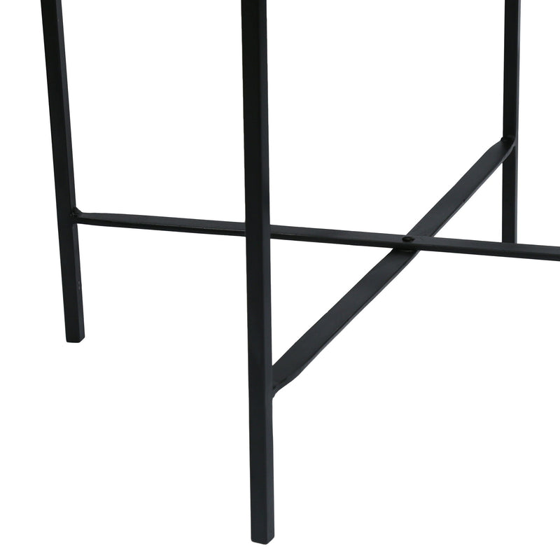 Modern Industrial Round End Table with Tray Top and Foldable Iron Legs - Natural by HouseOfZazla