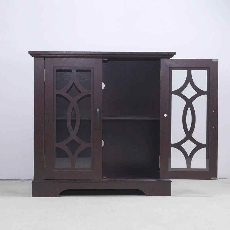 Modern Sideboard With Tempered Glass Doors - Ox Blood Red by HouseOfZazla