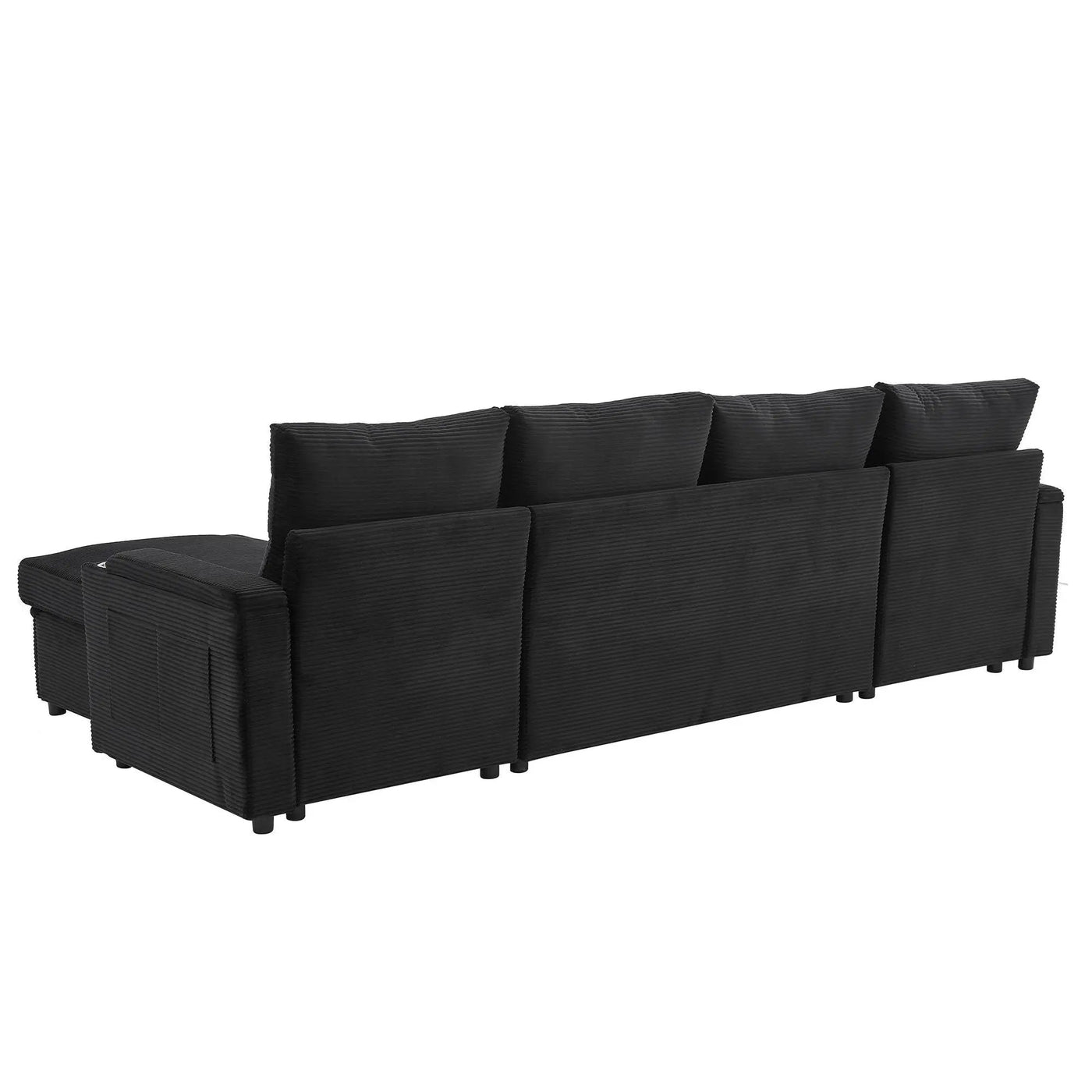 U Shaped Sectional Sofa Bed With Storage Chaise Lounges, USB Ports, And Cup Holders by HouseOfZazla