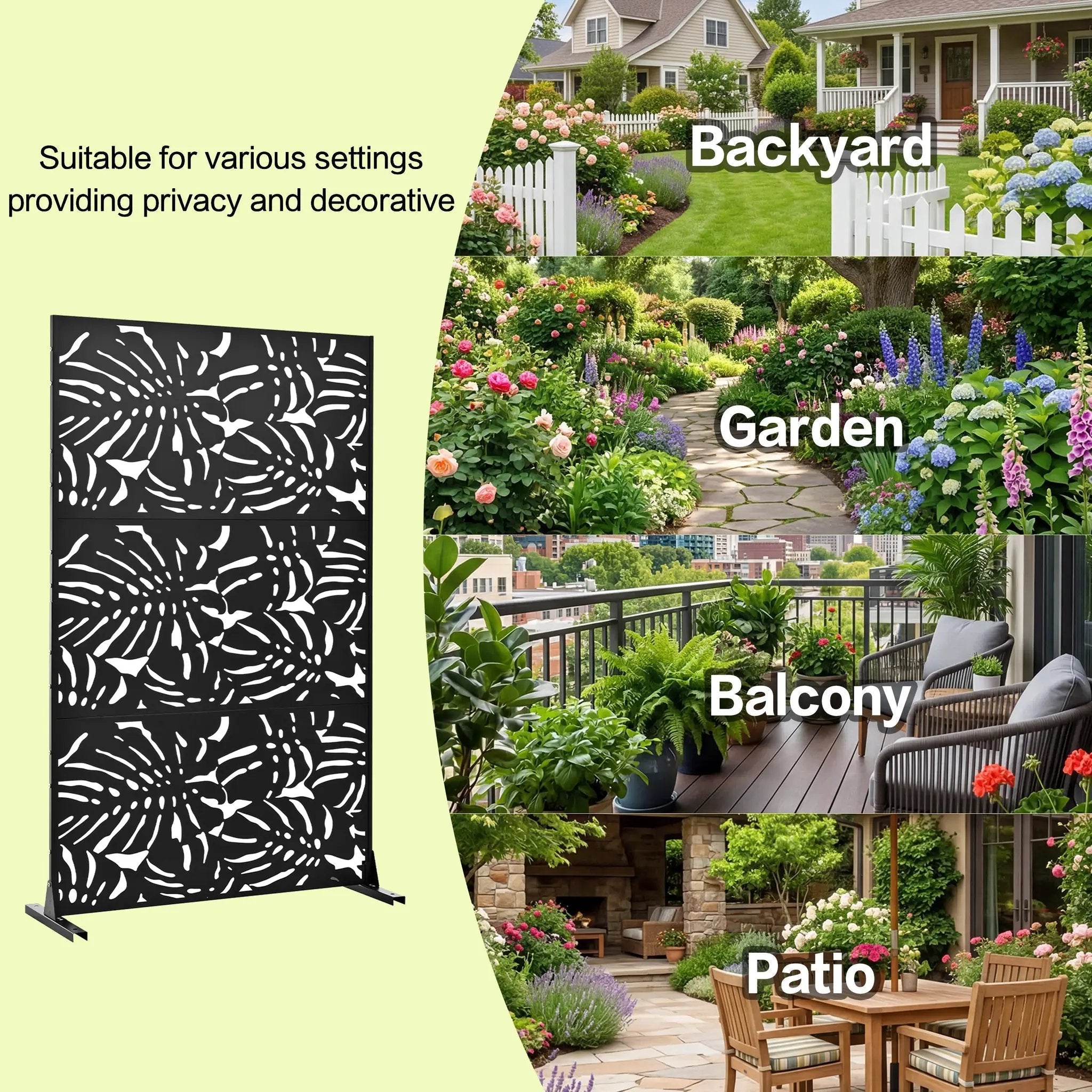 Metal Privacy Screens 3.3Ft x 6Ft Outdoor and Indoor Divider by HouseOfZazla