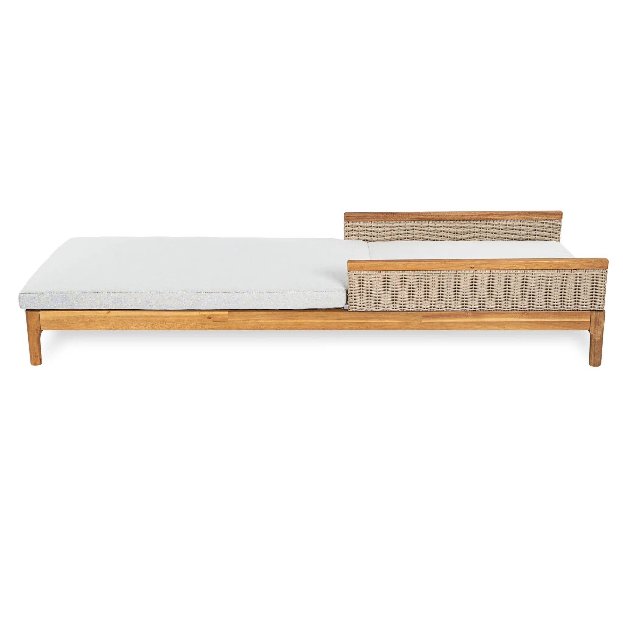 76.8" Solid Acacia Wood Sun Lounger Set of 2 with Grey Cushions by HouseOfZazla