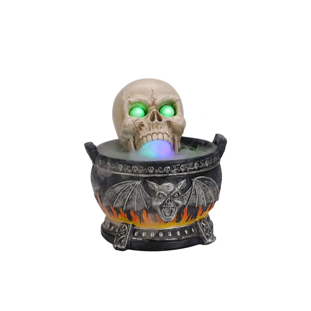 Halloween Skull Cauldron Statue with LED Light and Smoke Fog Effect by HouseOfZazla