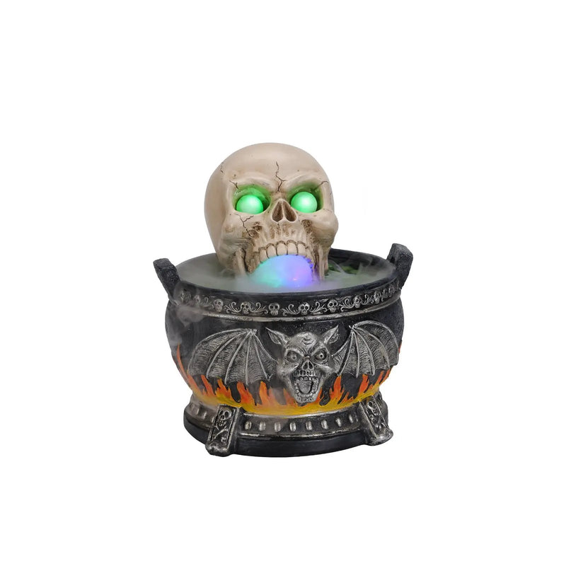 Halloween Skull Cauldron Statue with LED Light and Smoke Fog Effect by HouseOfZazla