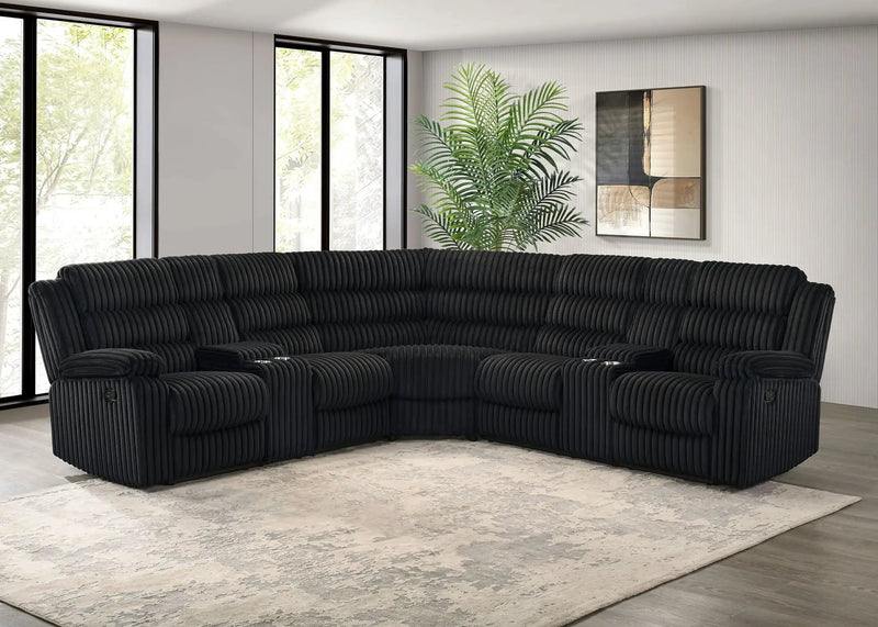Atkinson Upholstered Reclining Sectional Sofa Black by Unique Piece Furniture