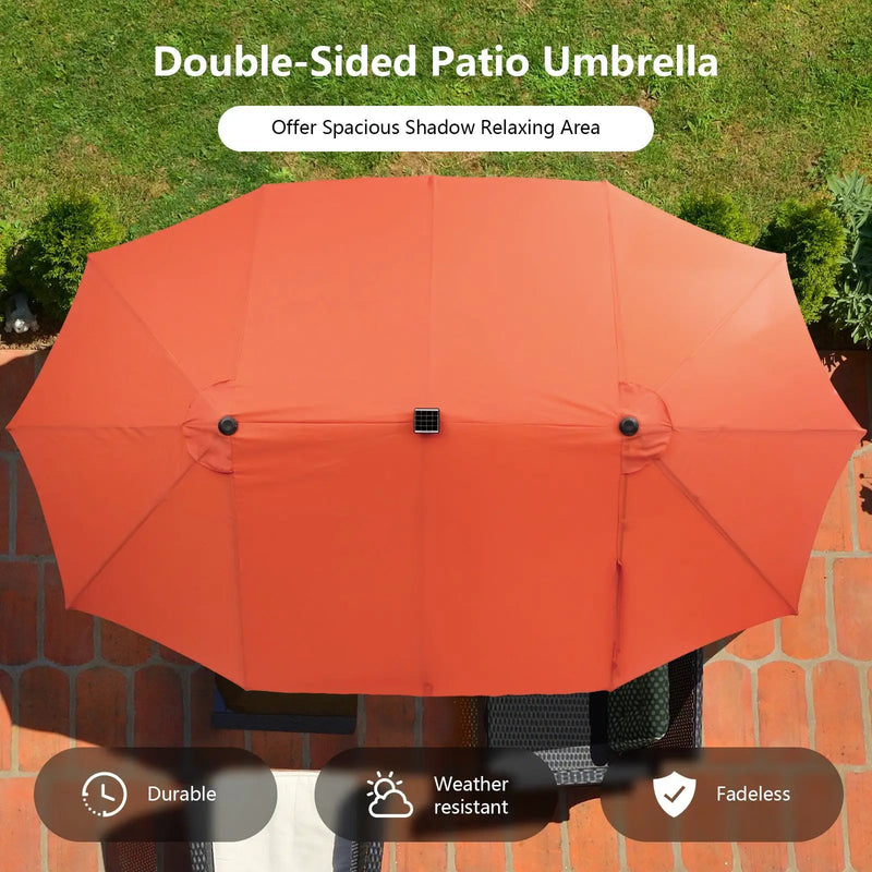 11 Pieces Patio Dining Set with LED Patio Umbrella with Base and Seat Cushions (Navy) by DirectDeals