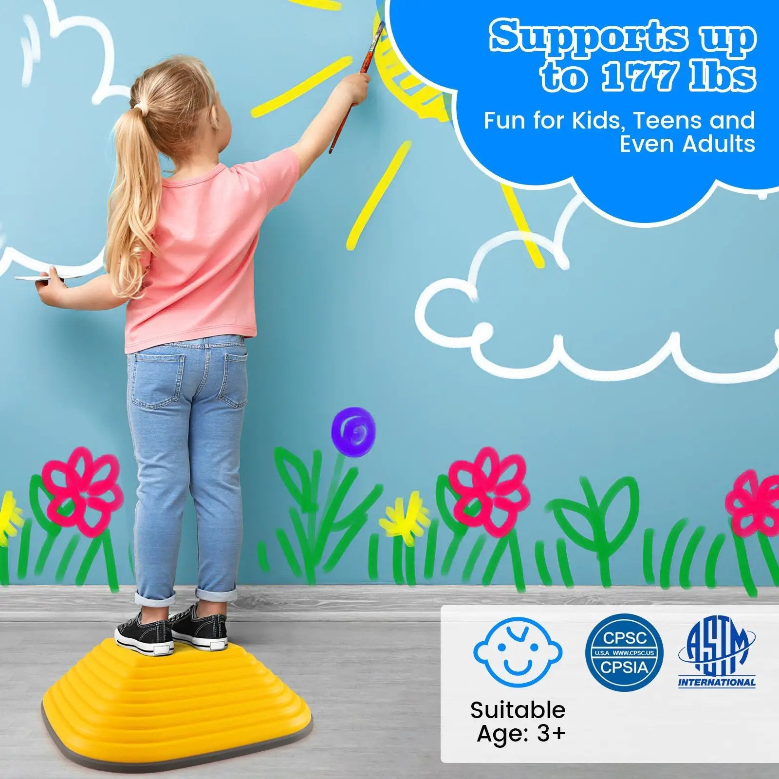 11 Pieces Kids Stepping Stone Square Stackable Indoor Outdoor-Multicolor by DirectDeals