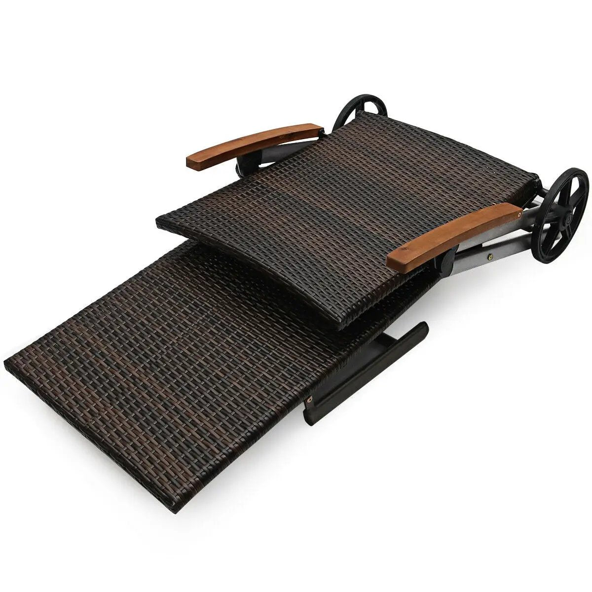 Outdoor Chaise Lounge Chair Rattan Lounger Recliner Chair, photo 6 of 11