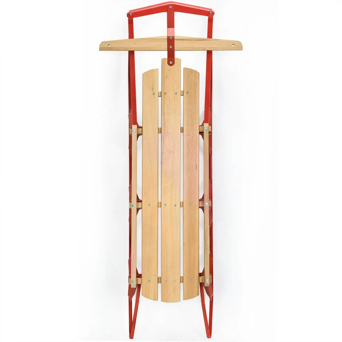 54 Inch Wood Snow Sled with Metal Runners and Steering Bar by DirectDeals