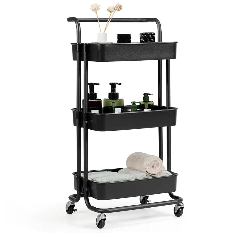 3-Tier Utility Cart Storage Rolling Cart with Casters by DirectDeals