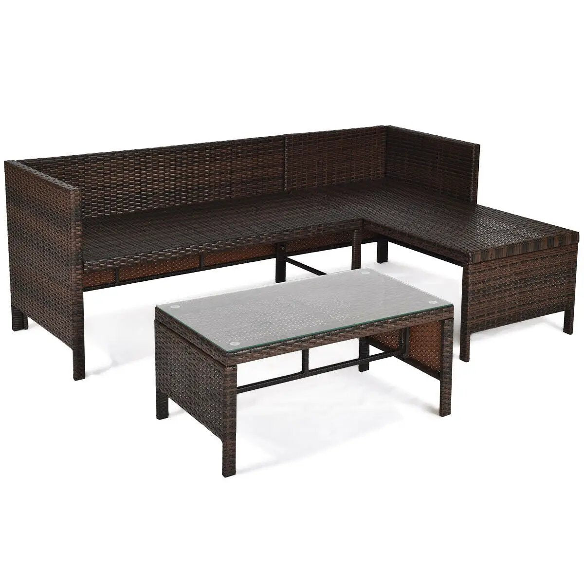 3 Pieces Patio Wicker Rattan Sofa Set, photo 8 of 10