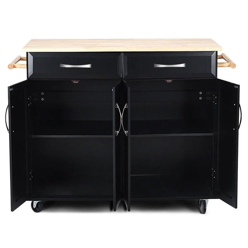 Wood Top Rolling Kitchen Trolley Island Cart Storage Cabinet by DirectDeals