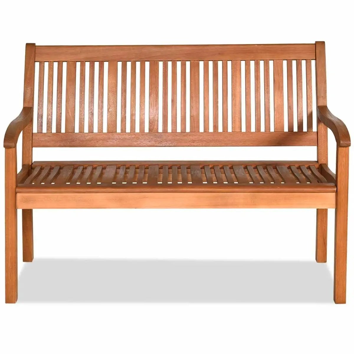 Two Person Solid Wood Garden Bench with Curved Backrest and Wide Armrest by DirectDeals