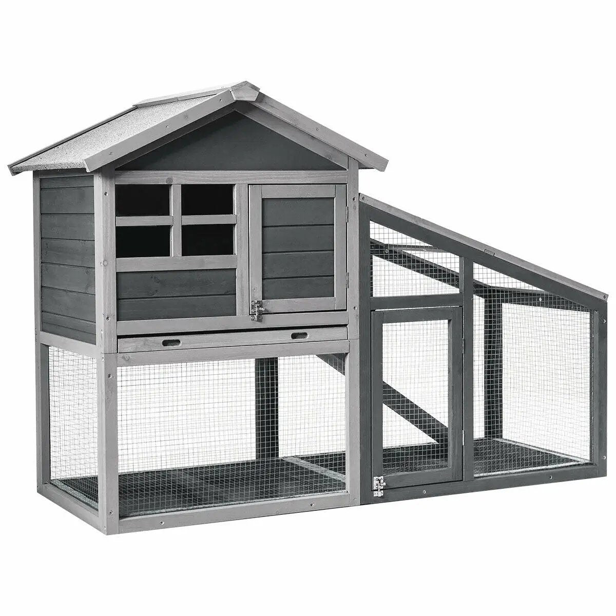 Wooden 56.5 Inch Length Rabbit Hutch with Pull out Tray and Ramp by DirectDeals