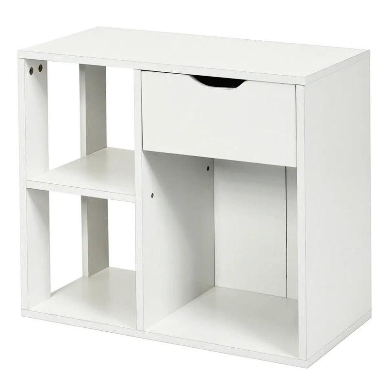 3-Cube Bookcase 2-tier Wooden Storage Shelf with Pull-out Drawer-Brown by DirectDeals