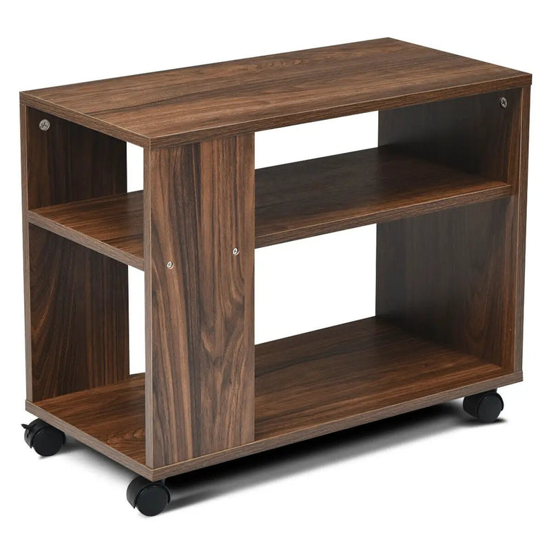 Multifunctional 3-Tier Side Table with Wheels and Large Storage Shelf by DirectDeals