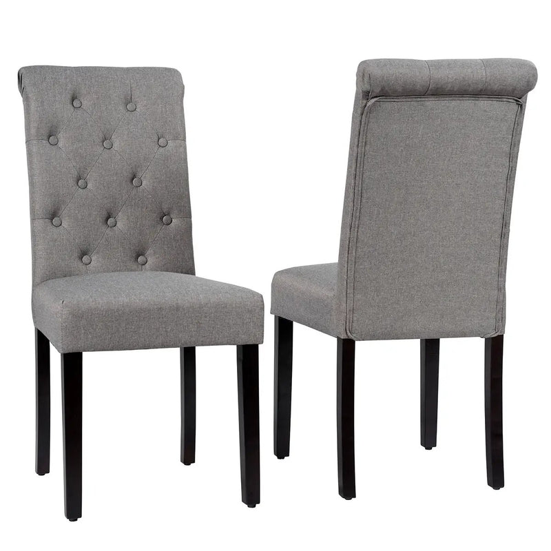 2 Pieces Tufted Dining Chair Set with Adjustable Anti-Slip Foot Pads by DirectDeals