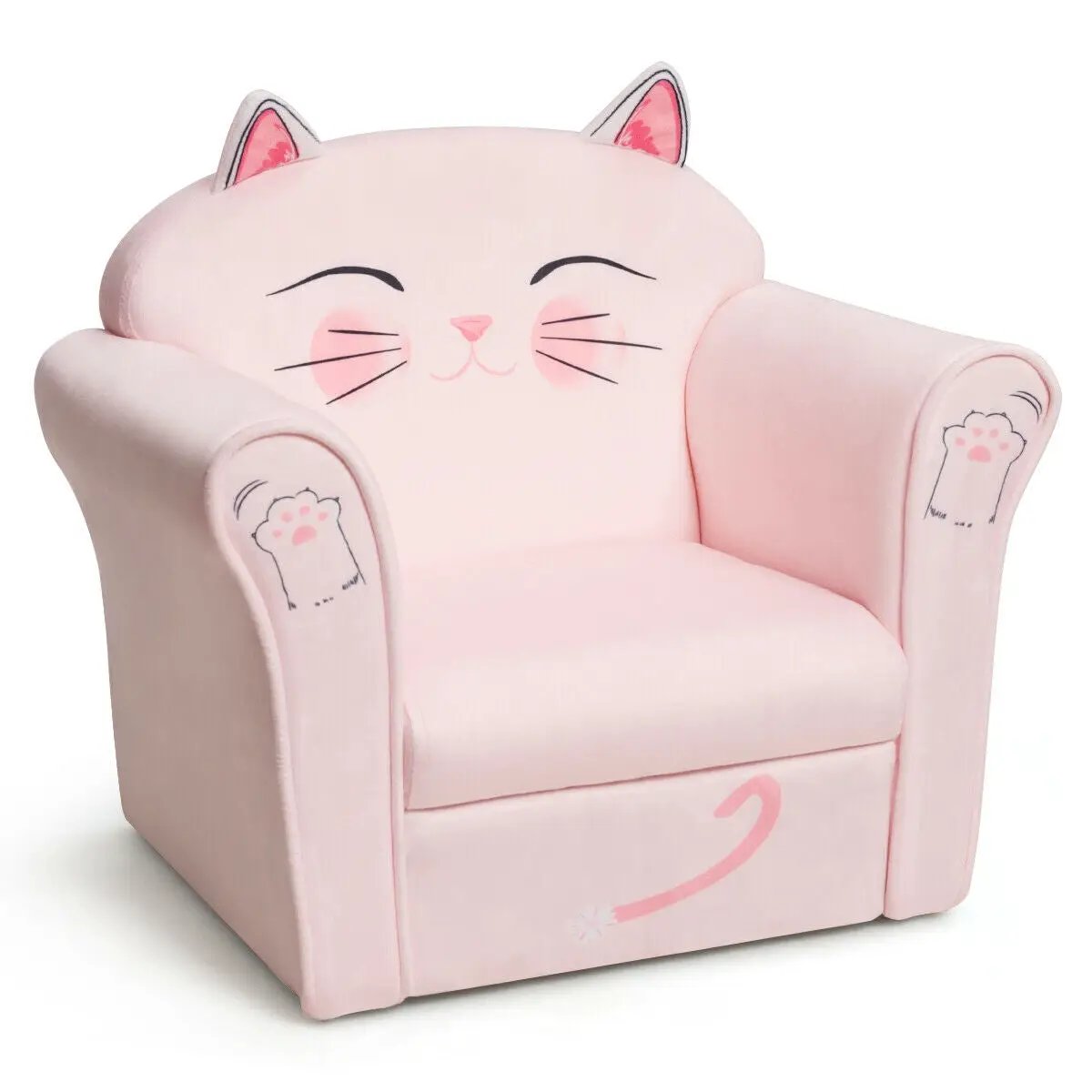 Kids Upholstered Cat Armrest Couch Sofa with Linen Fabric by DirectDeals
