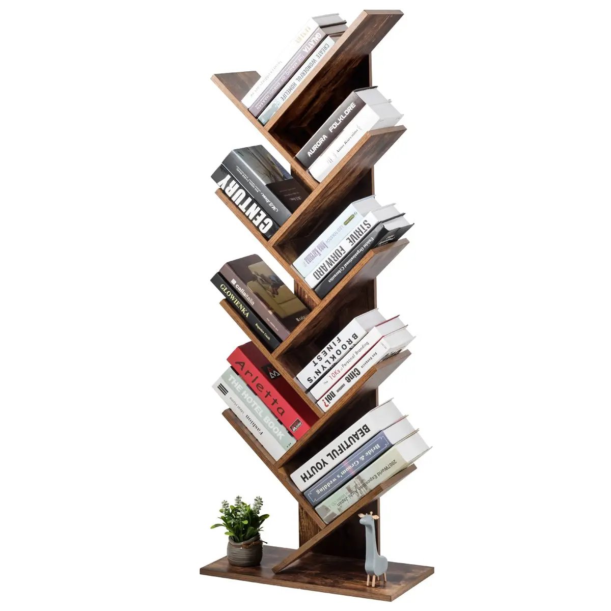 8-Tier Free Standing Tree Bookshelf-Coffee by DirectDeals